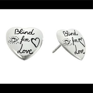 Gucci S.S Blind for Love Engraved Heart Earrings